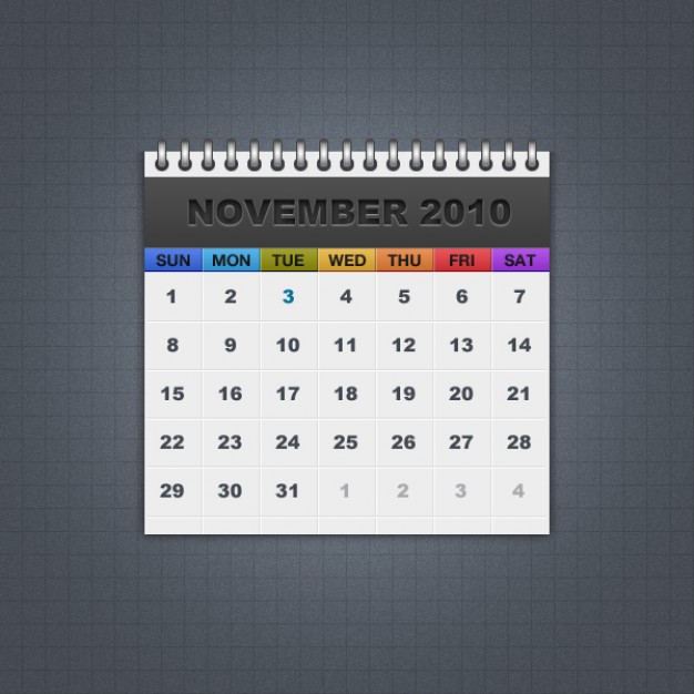 freebie calendar with colorful week background