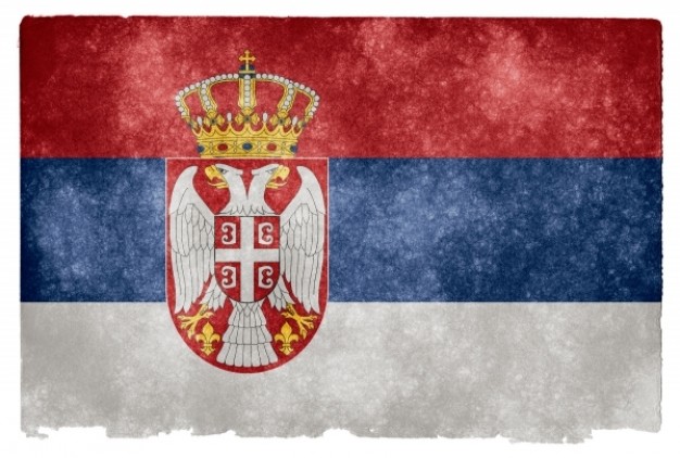 serbia grunge flag with three colour lines and crown