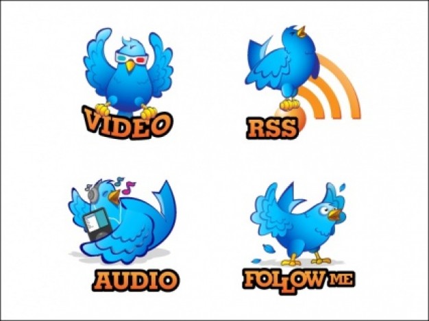 four twittgeons with white background