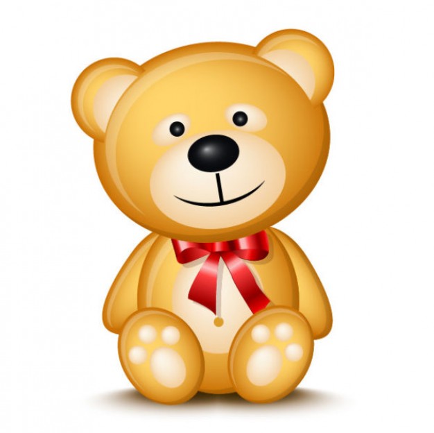 brown teddy bear toy in front view vector