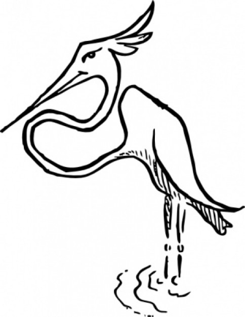 stork clip art drawn by hand with White background