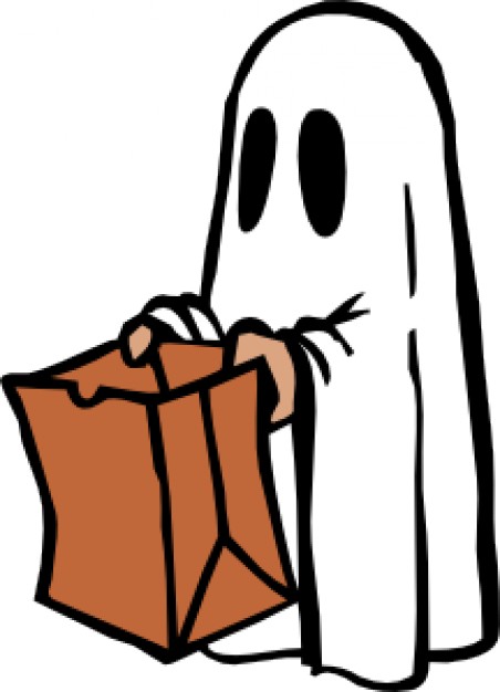 halloween cartoon ghosts with brown paper bag