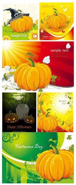 halloween pumpkin elements with nature background like winter spring